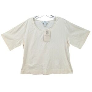 Vintage Adini Crop Top Blouse Plus Size 1X Scoop Neck Cotton Casual‎ Beige India
